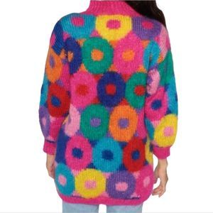 PREMIER‎ COLLECTIONS PETITES *Vintage* Pink Donut Pattern Mohair Sweater Size S